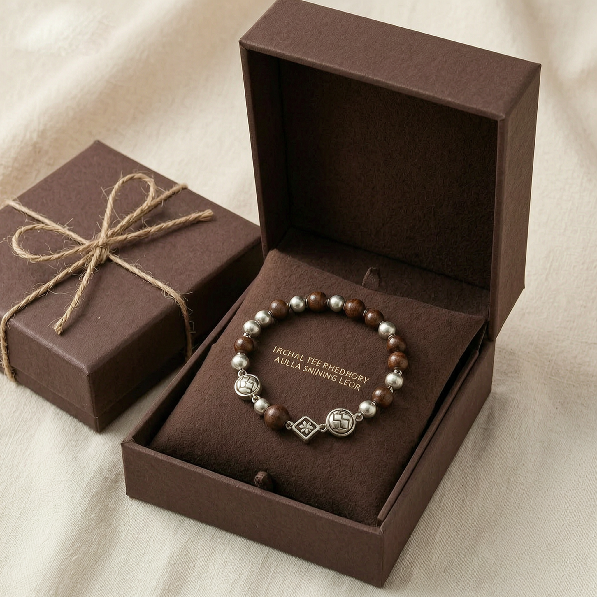 Vintage Wooden Bead Charm Bracelet